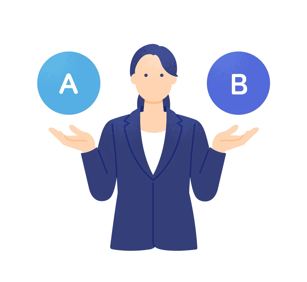 AとBを比べる女性